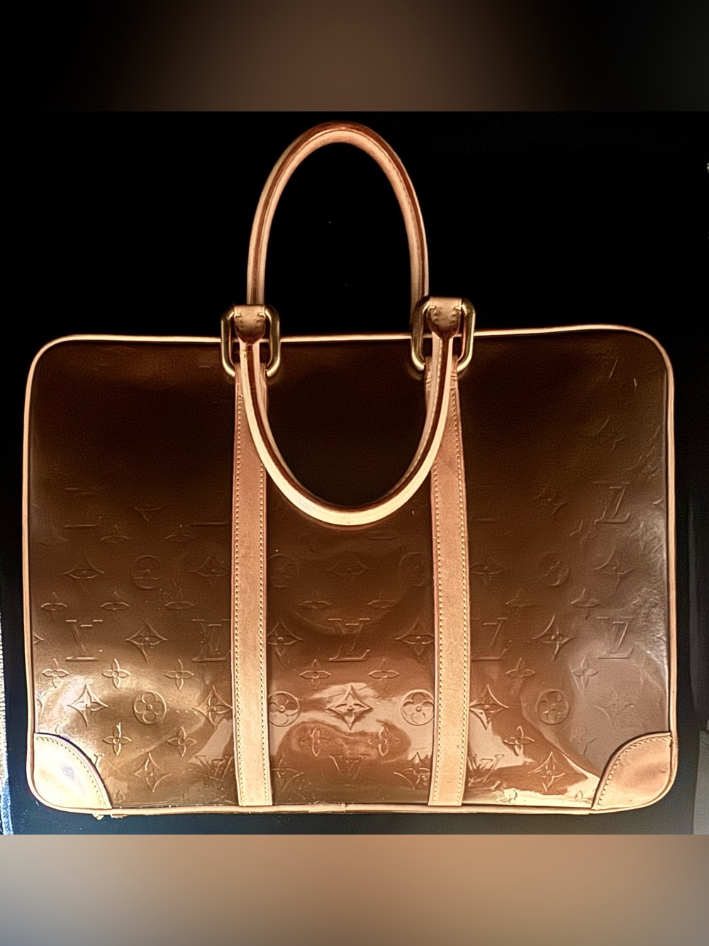 Louis Vuitton Vandam Bronze Patent Monogram Briefcase